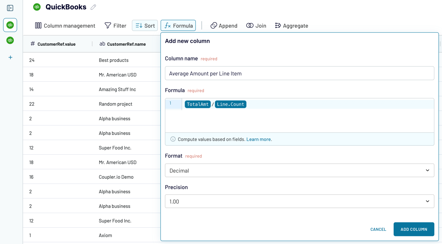 configure data set transformations